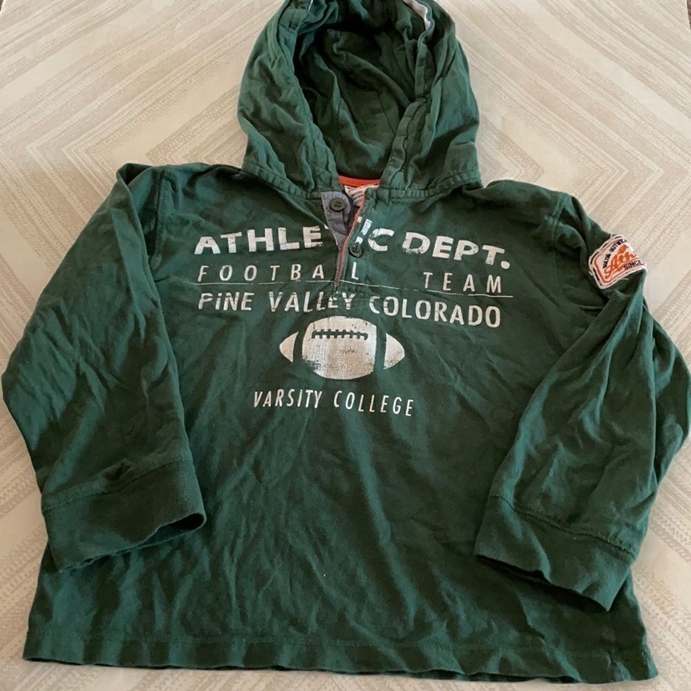 Mish Boys Green Hooded Football Sweatshirt